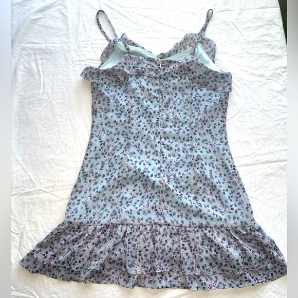 Lulus Blue Floral Sing Sweetly Floral Print Ruffle Minidress Size Medium - Picture 2 of 3